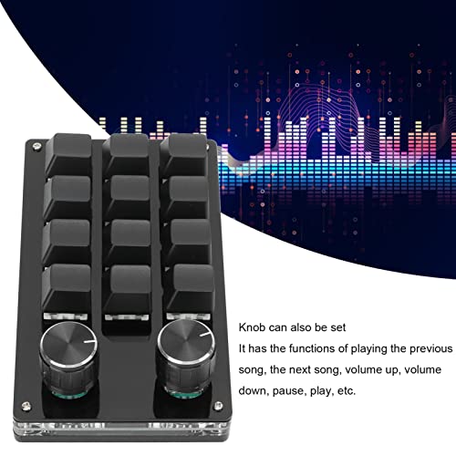 Einhändige Makro-mechanische Tastatur, tragbare multifunktionale mechanische Einhand-Gaming-Tastatur mit 12 vollständig programmierbaren Tasten und Knöpfen, für, für Linux, für(Schwarz) Bild 5