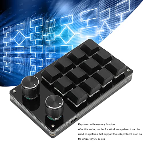 Einhändige Makro-mechanische Tastatur, tragbare multifunktionale mechanische Einhand-Gaming-Tastatur mit 12 vollständig programmierbaren Tasten und Knöpfen, für, für Linux, für(Schwarz) Bild 6