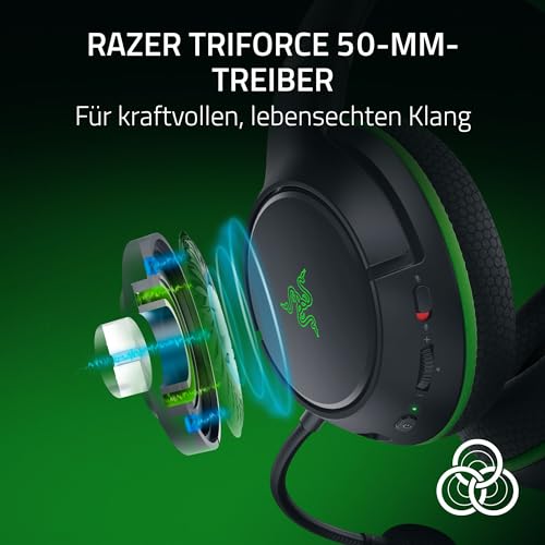 Razer Kaira HyperSpeed - Kabelloses Multiplattform-Gaming-Headset für Xbox (HyperSpeed Wireless, Triforce 50-mm-Treiber, HyperClear Kardioiden-Mik, FlowKnit Memory Foam Ohrpolster) Schwarz Bild 3