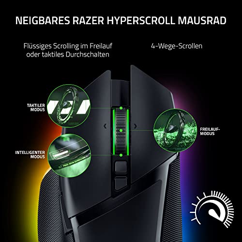 Razer Basilisk V3 Pro - Anpassbare kabellose Gaming-Maus HyperScroll Tilt Wheel (Focus Pro 30K Optischer Sensor, 13-Zonen Chroma-Beleuchtung, 10+1 Programmierbare Tasten) Schwarz Bild 3