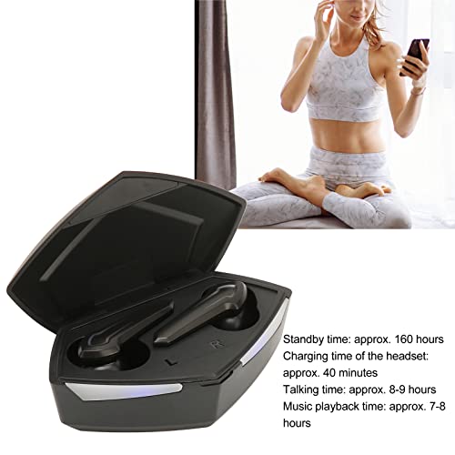 Zunate Kabellose Gaming-Ohrhörer, Bluetooth 5.2-Headset mit Zwei Modi, Integriertes Mikrofon, 45 Ms Extrem Niedrige Latenz, Synchronisiert Audio Vollständig mit Video(Schwarz) Bild 2