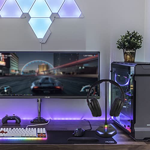 GEEKRIA ABS RGB Kopfhörer Ständer für Over-Ear-Kopfhörer, Gaming-Headset-Halter, Schreibtisch-Display-Aufhänger mit solider schwerer Basis, kompatibel mit Sennheiser 202 II, HD598, Sony MDR7506 Bild 3