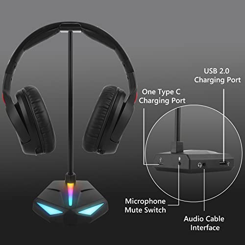 GEEKRIA ABS RGB Kopfhörer Ständer für Over-Ear-Kopfhörer, Gaming-Headset-Halter, Schreibtisch-Display-Aufhänger mit solider schwerer Basis, kompatibel mit Sennheiser 202 II, HD598, Sony MDR7506 Bild 4