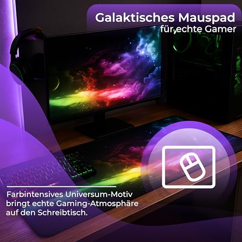 Retoo Mauspad XXL, 885 x 400 mm, Groß Mauspad Gaming mit Motiv, Tischunterlage Large Size, Spezielle Oberfläche, Schreibtischunterlage, Verbessert Präzision und Geschwindigkeit, Fransenfreie Bild 2