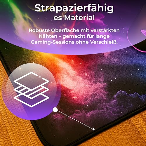 Retoo Mauspad XXL, 885 x 400 mm, Groß Mauspad Gaming mit Motiv, Tischunterlage Large Size, Spezielle Oberfläche, Schreibtischunterlage, Verbessert Präzision und Geschwindigkeit, Fransenfreie Bild 3