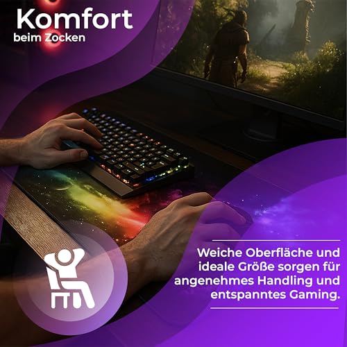 Retoo Mauspad XXL, 885 x 400 mm, Groß Mauspad Gaming mit Motiv, Tischunterlage Large Size, Spezielle Oberfläche, Schreibtischunterlage, Verbessert Präzision und Geschwindigkeit, Fransenfreie Bild 4