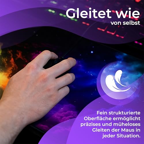Retoo Mauspad XXL, 885 x 400 mm, Groß Mauspad Gaming mit Motiv, Tischunterlage Large Size, Spezielle Oberfläche, Schreibtischunterlage, Verbessert Präzision und Geschwindigkeit, Fransenfreie Bild 5
