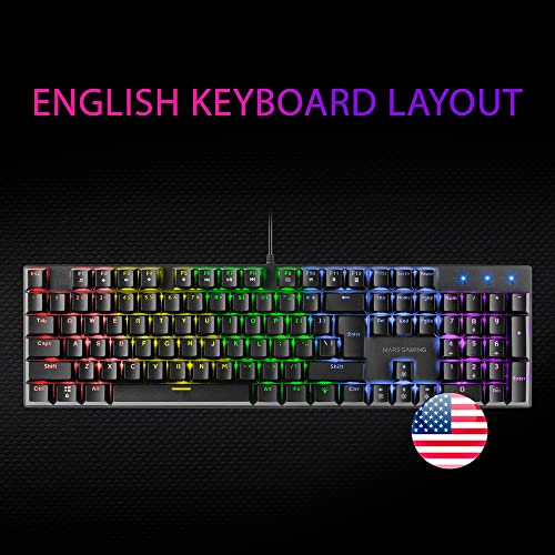 MARSGAMING Gaming MK422 Schwarz, Mechanische Tastatur RGB, Antighosting, Mechanischer Switch Rot, US Sprache, MK422RUS Bild 6