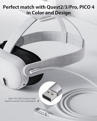 Stouchi 6m Link Kabel,Kompatibel mit Meta/Oculus Quest2/Quest3/Pro PICO 4 PC Steam VR, Virtual Reality Headset Kabel,Hochgeschwindigkeits PC Datenübertragungs,USB 3.0 auf USB C Kabel für Gaming PC Bild 3