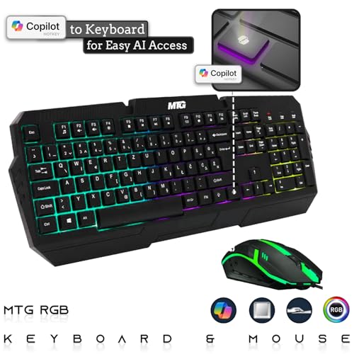 MTG 61.0 cm Curved Gaming Monitor - Full HD 1080P, rahmenloses Design, Low Motion Unschärfe, VESA-Halterung, HDMI/DP/Audio/USB-Ports, mit Webcam und RGB-Tastatur und Maus Combo für Zuhause und Büro Bild 3