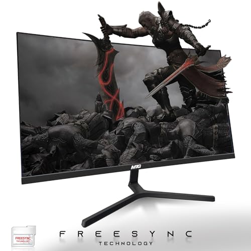 MTG 61.0 cm Curved Gaming Monitor - Full HD 1080P, rahmenloses Design, Low Motion Unschärfe, VESA-Halterung, HDMI/DP/Audio/USB-Ports, mit Webcam und RGB-Tastatur und Maus Combo für Zuhause und Büro Bild 5