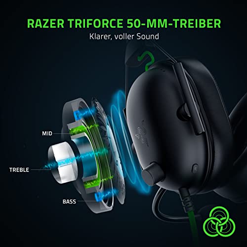 Razer BlackShark V2 X USB - Kabelgebundenes Esports-Headset (Triforce 50mm Treiber, Geräuschunterdrückung, 240g Ultraleichte Bauweise, Memory Foam Polster, 7.1 Surround Sound) Schwarz Bild 3