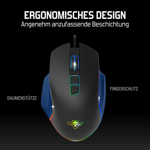 SPIRIT OF GAMER Pro M1, Gaming Maus Kabelgebunden, 7 Programmierbare Knöpfe, Optischer Sensor 8000 DPI, Hintergrundbeleuchtung RGB, Gaming Mouse Ergonomische mit Daumenstütze, Kompatibel Gaming PC Bild 3