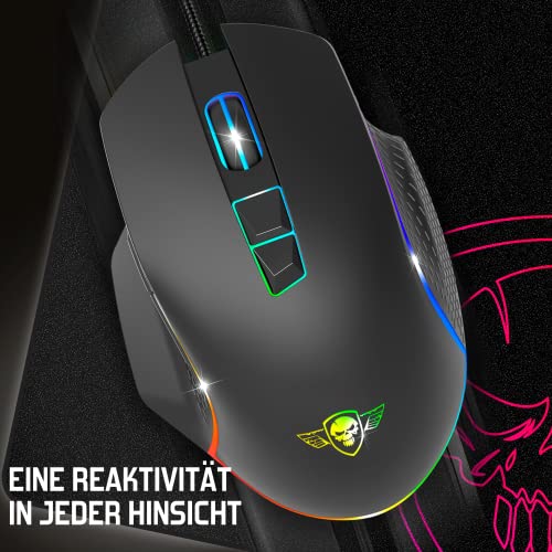 SPIRIT OF GAMER Pro M1, Gaming Maus Kabelgebunden, 7 Programmierbare Knöpfe, Optischer Sensor 8000 DPI, Hintergrundbeleuchtung RGB, Gaming Mouse Ergonomische mit Daumenstütze, Kompatibel Gaming PC Bild 6