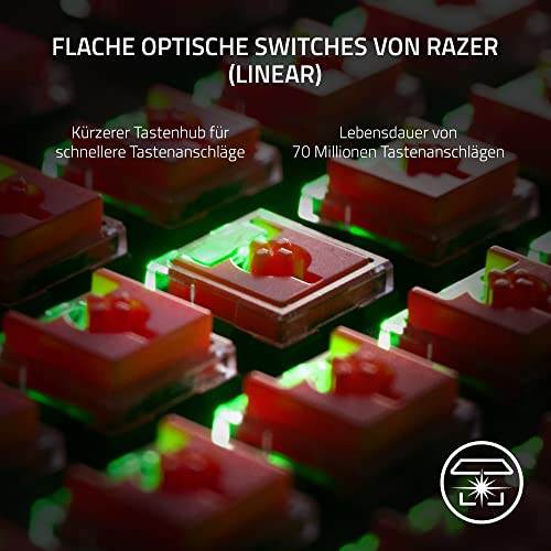 Razer DeathStalker V2 Pro Tenkeyless (Red Switch) - Kabellose Optische Low-Profile-Gaming-Tastatur (Lineare Optische Switches, HyperSpeed Wireless, Bluetooth 5.0) QWERTZ DE-Layout | Schwarz Bild 2