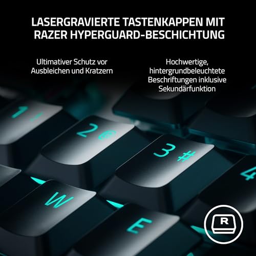 Razer DeathStalker V2 Pro Tenkeyless (Red Switch) - Kabellose Optische Low-Profile-Gaming-Tastatur (Lineare Optische Switches, HyperSpeed Wireless, Bluetooth 5.0) QWERTZ DE-Layout | Schwarz Bild 5