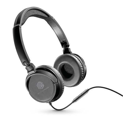 Music Sound | Bügelkopfhörer mit Kabel Over Ear Basic | On-Ear-Kopfhörer Faltbarer Kopfbügel mit 1,2 m Anti-Tangle-Kabel und integriertem Mikrofon - 3,5-mm-Klinkenanschluss – Farbe Schwarz Bild 1