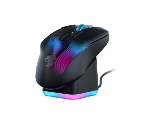 Roccat Kone XP Air – kabellose Gaming-Maus mit optischem Sensor mit 19.000 DPI, AIMO RGB-Beleuchtung, 4D-Mausrad, schwarz Bild 1