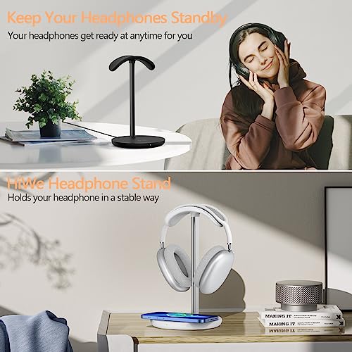 Kopfhörerständer mit kabellosem Ladegerät, Gaming-Headset-Halter Aufhänger Rack 2 in 1 Wireless Charging Station Dock für iPhone 15/14/13/12/11 Serie, AirPods Pro/3/2 und Schreibtisch Alle Kopfhörer Bild 7