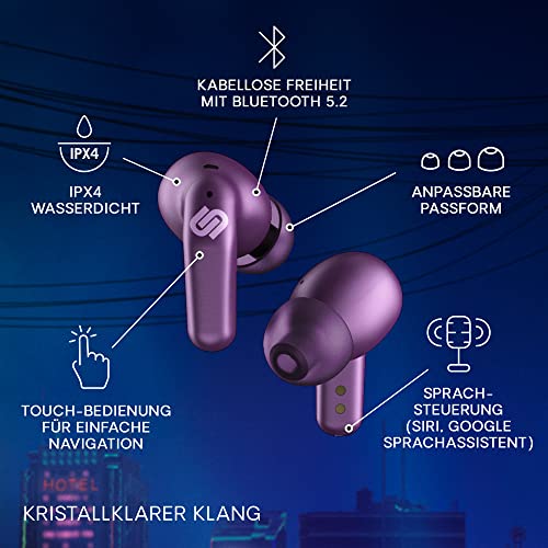 Urbanista Seoul In Ear Kopfhörer | Wireless Earbuds mit Mikrofon | 70ms Low Latency Gaming Earbuds | Dual-Mode Bluetooth Earphones | Schnelles Aufladen USB-C Kopfhörer | 32 Std. Spielzeit | Lila Bild 4