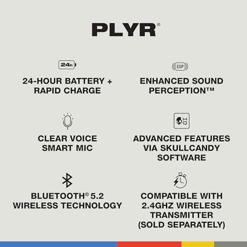 Skullcandy PLYR Kabelloses Multi-Platform Over-Ear Gaming Headset für Xbox, PlayStation und PC, Enhanced Sound Perception, 24 Std. Akkulaufzeit, KI-Mikro - Schwarz Bild 4