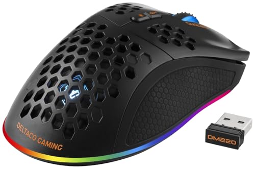 DELTACO GAMING DM220 Gaming-Maus drahtlose optische schwarz 7 Tasten 4800 DPI beleuchtet, wiederaufladbar Bild 2