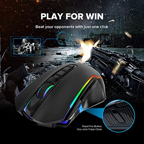 Redragon M910KS Gaming Maus Kabellose, RGB Wiederaufladbare Gaming-Maus mit 9 Macro Editing Programmierbare Tasten/8000 DPI, Ergonomische Wireless Gaming Maus, 70Hrs für PC/Mac Gamer Bild 4