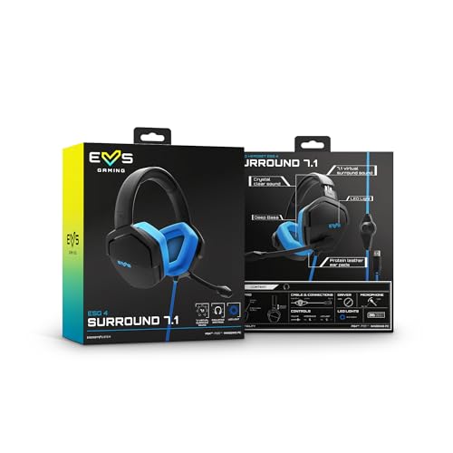 Energy Sistem Gaming Headset ESG 4 Surround 7.1 Blue (Over-Ear Kopfhörer, LED-Beleuchtung, 7.1 Surround-Sound, ohrumfassende Ohrpolster aus Leder) - Blau Bild 6