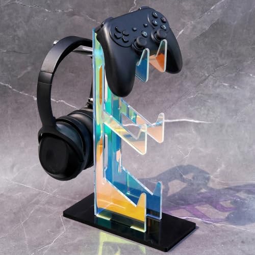 NiHome Iridescent Acrylic 3-Tier Game Controller Headset Halterung Für Ps5 Xbox One Switch, Farbenfrohe Controller-Ständer Gaming-Zubehör Bild 1