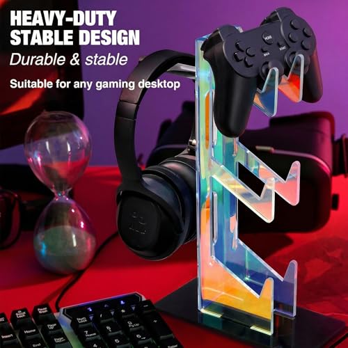 NiHome Iridescent Acrylic 3-Tier Game Controller Headset Halterung Für Ps5 Xbox One Switch, Farbenfrohe Controller-Ständer Gaming-Zubehör Bild 2