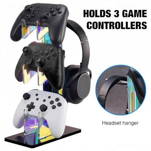 NiHome Iridescent Acrylic 3-Tier Game Controller Headset Halterung Für Ps5 Xbox One Switch, Farbenfrohe Controller-Ständer Gaming-Zubehör Bild 5