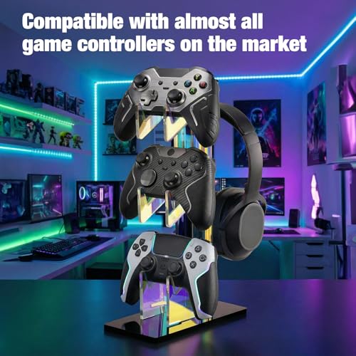 NiHome Iridescent Acrylic 3-Tier Game Controller Headset Halterung Für Ps5 Xbox One Switch, Farbenfrohe Controller-Ständer Gaming-Zubehör Bild 7