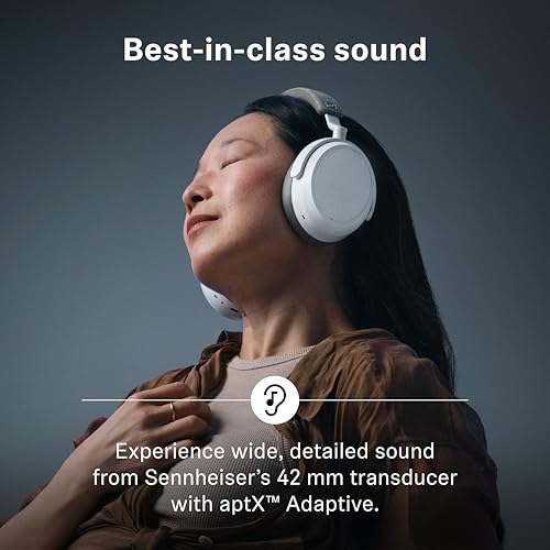 Sennheiser MOMENTUM 4 Wireless Noise Cancelling Headphones – Bluetooth Kopfhörer Headset für kristallklare Anrufe mit adaptiver Geräuschunterdrückung, Over-Ear, 60 h Akku, faltbar, weiß Bild 3