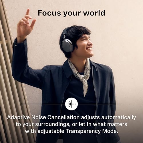 Sennheiser MOMENTUM 4 Wireless Noise Cancelling Headphones – Bluetooth Kopfhörer Headset für kristallklare Anrufe mit adaptiver Geräuschunterdrückung, Over-Ear, 60 h Akku, faltbar, schwarz Bild 4