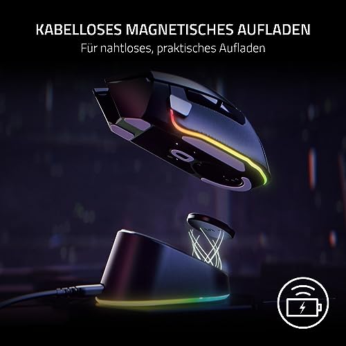 Razer Mouse Dock Pro & Charging Puck - Magnetische drahtlose Ladestation & Akku (Hyperspeed 4K Hz, 8 RGB Chroma Beleuchtung & Modul für kompatible Mäuse) Schwarz Bild 2