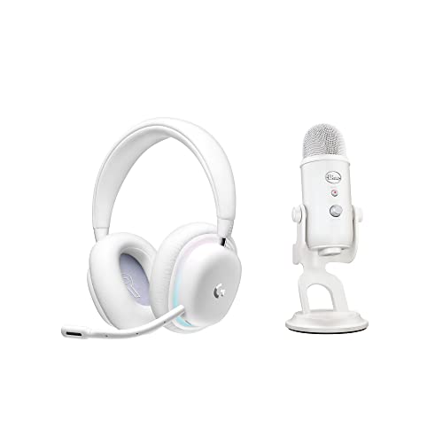 Logitech G735 Kabelloses Gaming-Headset und Blue Yeti Premium-USB-Gaming-Mikrofon Set für Streaming mit exklusiven Streamlabs Designs, kompatibel mit PC/Mac – Weiß Bild 1