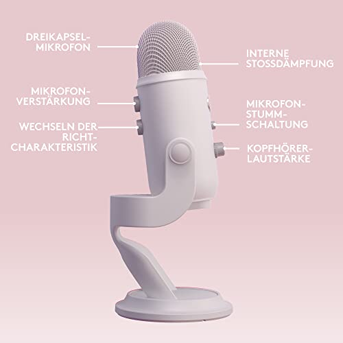 Logitech G735 Kabelloses Gaming-Headset und Blue Yeti Premium-USB-Gaming-Mikrofon Set für Streaming mit exklusiven Streamlabs Designs, kompatibel mit PC/Mac – Weiß Bild 6