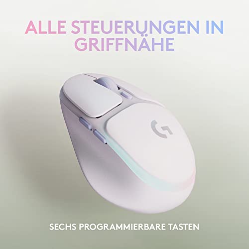 Logitech G kabelloses Gaming-Set, G735 Headset und G705 Maus, anpassbare LIGHTSYNC RGB Beleuchtung, LIGHTSPEED kabellos, Bluetooth, PC/Mac/Laptop – Weiß Bild 6