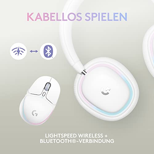 Logitech G kabelloses Gaming-Set, G735 Headset und G705 Maus, anpassbare LIGHTSYNC RGB Beleuchtung, LIGHTSPEED kabellos, Bluetooth, PC/Mac/Laptop – Weiß Bild 7