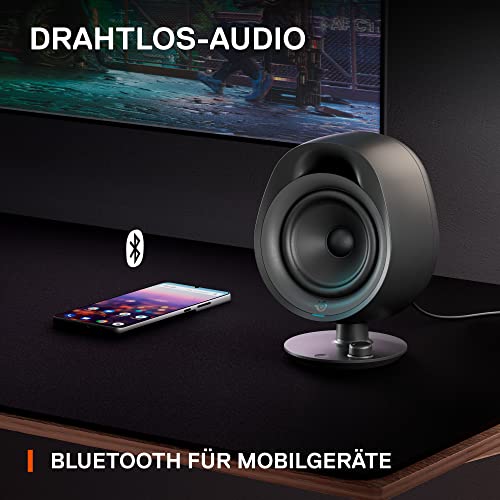 SteelSeries Arena 3 - Full-Range 2.0 Gaming-Lautsprecher – Fesselndes Audio – Intuitive Bedienung – 4-Zoll-Treiber – Kabelgebunden oder Bluetooth – 3,5-mm Aux-Anschluss – PC, Mac, Mobilgeräte, Black Bild 5
