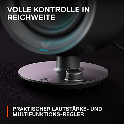 SteelSeries Arena 3 - Full-Range 2.0 Gaming-Lautsprecher – Fesselndes Audio – Intuitive Bedienung – 4-Zoll-Treiber – Kabelgebunden oder Bluetooth – 3,5-mm Aux-Anschluss – PC, Mac, Mobilgeräte, Black Bild 6