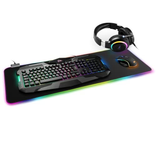 CSL RGB Strike 4in1 Gaming Set - Gaming Tastatur & Maus Set inkl. Headset | RGB-Beleuchtung | schwarz | QWERTZ-Tastenlayout | 2400 DPI Bild 1