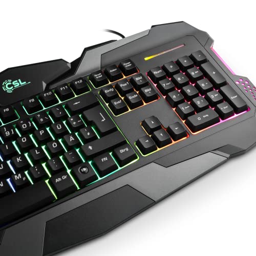 CSL RGB Strike 4in1 Gaming Set - Gaming Tastatur & Maus Set inkl. Headset | RGB-Beleuchtung | schwarz | QWERTZ-Tastenlayout | 2400 DPI Bild 5