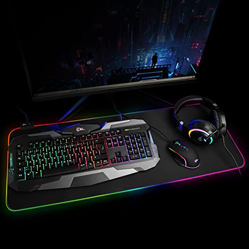 CSL RGB Strike 4in1 Gaming Set - Gaming Tastatur & Maus Set inkl. Headset | RGB-Beleuchtung | schwarz | QWERTZ-Tastenlayout | 2400 DPI Bild 7