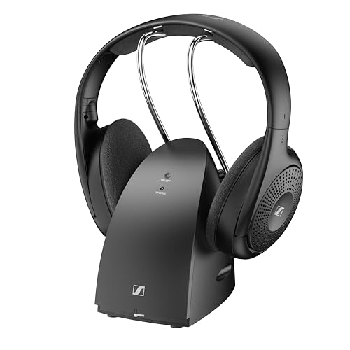 Sennheiser RS 120-W Wireless On-Ear-Kopfhörer für kristallklaren Fernsehton - leichtes Design, 3 Klangmodi, 60 m Signalreichweite, inkl. Kombi-Sender/Ladegerät - Schwarz Bild 1