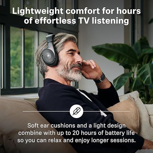 Sennheiser RS 120-W Wireless On-Ear-Kopfhörer für kristallklaren Fernsehton - leichtes Design, 3 Klangmodi, 60 m Signalreichweite, inkl. Kombi-Sender/Ladegerät - Schwarz Bild 3