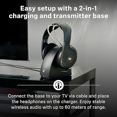 Sennheiser RS 120-W Wireless On-Ear-Kopfhörer für kristallklaren Fernsehton - leichtes Design, 3 Klangmodi, 60 m Signalreichweite, inkl. Kombi-Sender/Ladegerät - Schwarz Bild 5