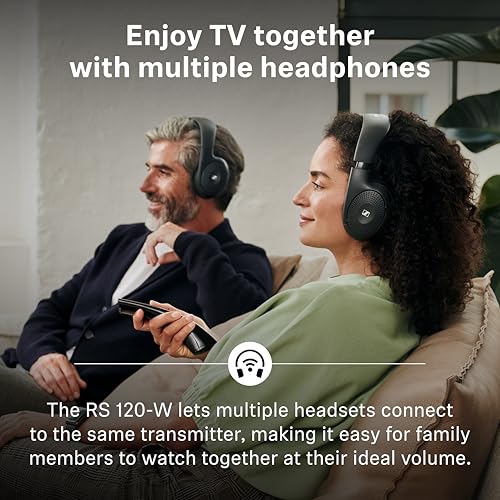 Sennheiser RS 120-W Wireless On-Ear-Kopfhörer für kristallklaren Fernsehton - leichtes Design, 3 Klangmodi, 60 m Signalreichweite, inkl. Kombi-Sender/Ladegerät - Schwarz Bild 6