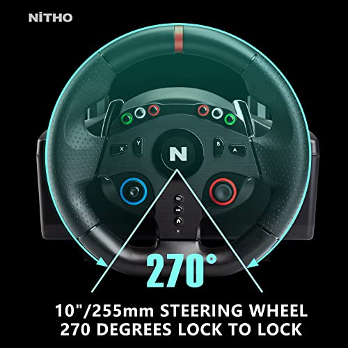 NITHO Drive Pro ONE Rennlenkrad mit Pedalen und separatem Schalthebel, 270° Gaming-Lenkrad kompatibel mit PC, PS4, Switch, Xbox One und Xbox Series X|S, Fahrsimulator mit Vibration und Zero Dead Zone Bild 6