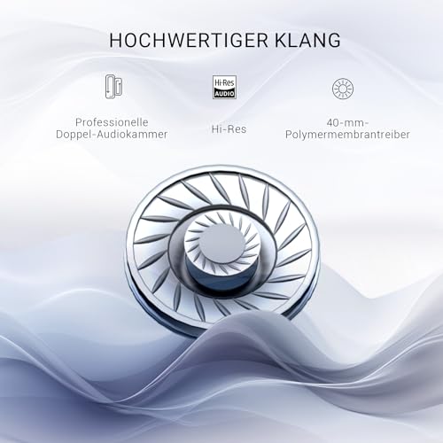 OneOdio A10 Bluetooth Kopfhörer Over Ear mit Hybrid Active Noise Cancelling [Bis zu 62 Std] Kabellos Kopfhörer im Hi-Res Audio, Tiefer Bass, Mikrofon für Reisen, Zuhause, Büro (Schwarz) Bild 3